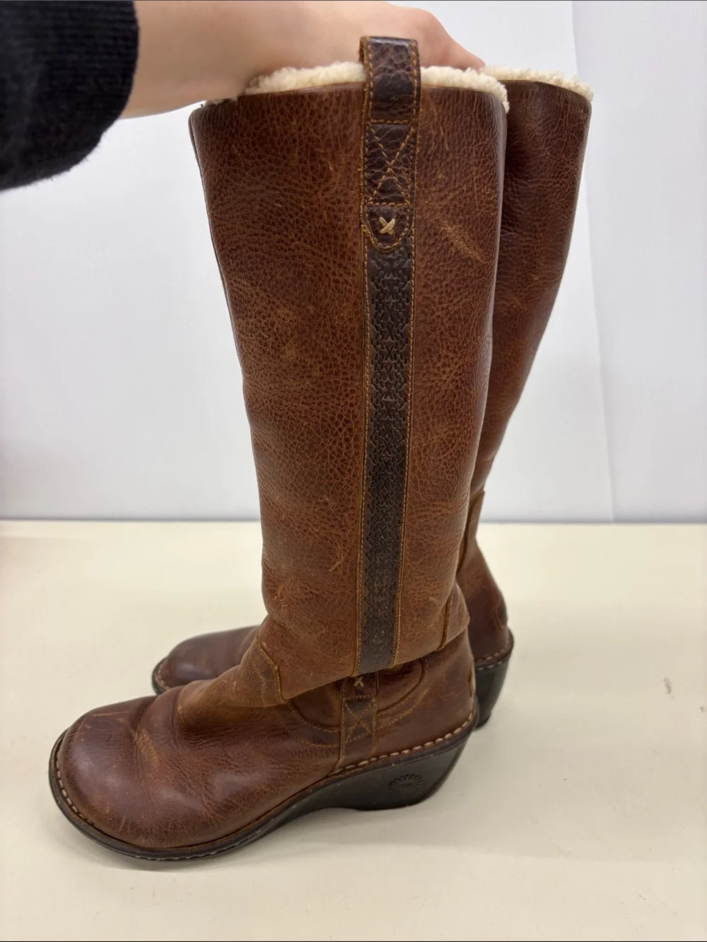 UGG Hartley Leather Wedge Boots